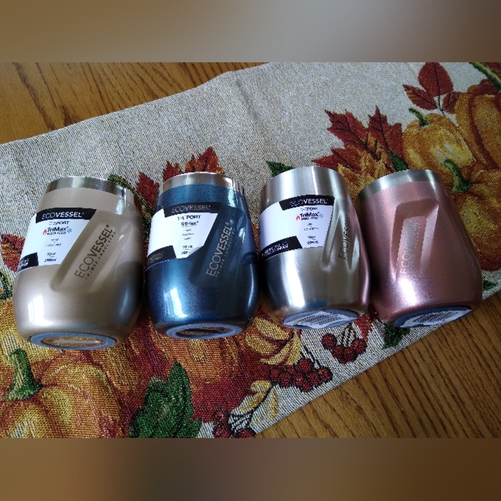 EcoVessel TriMax Insulated Stainless Steel Tumbler Set of 4 - NWT